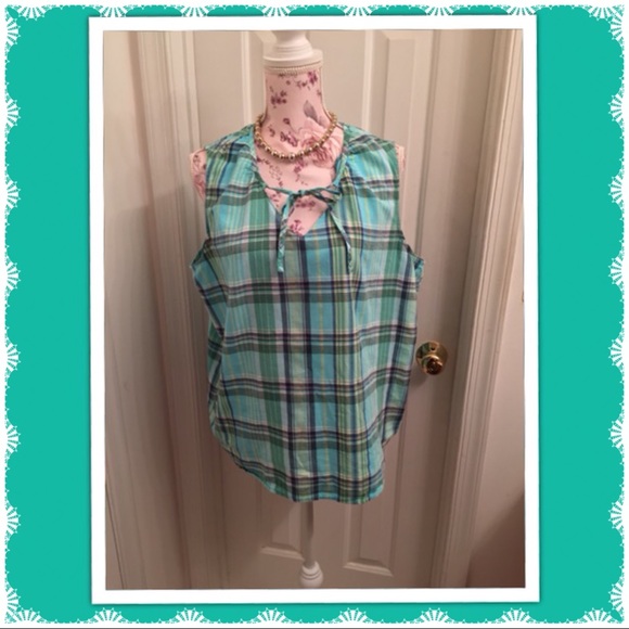 Lands' End Tops - Plaid Sleeveless Lands’ End Top